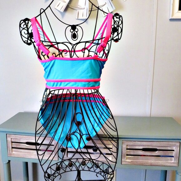 NWT‎ Blooming Jelly Sporty Color Block Cheeky High Cut Bikini Set Small - Picture 5 of 10